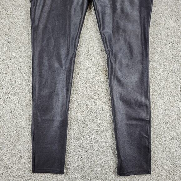 Serra Womens Faux Leather Leggings XL Black Metallic Stretch Skinny Slim Fit New - Picture 6 of 13
